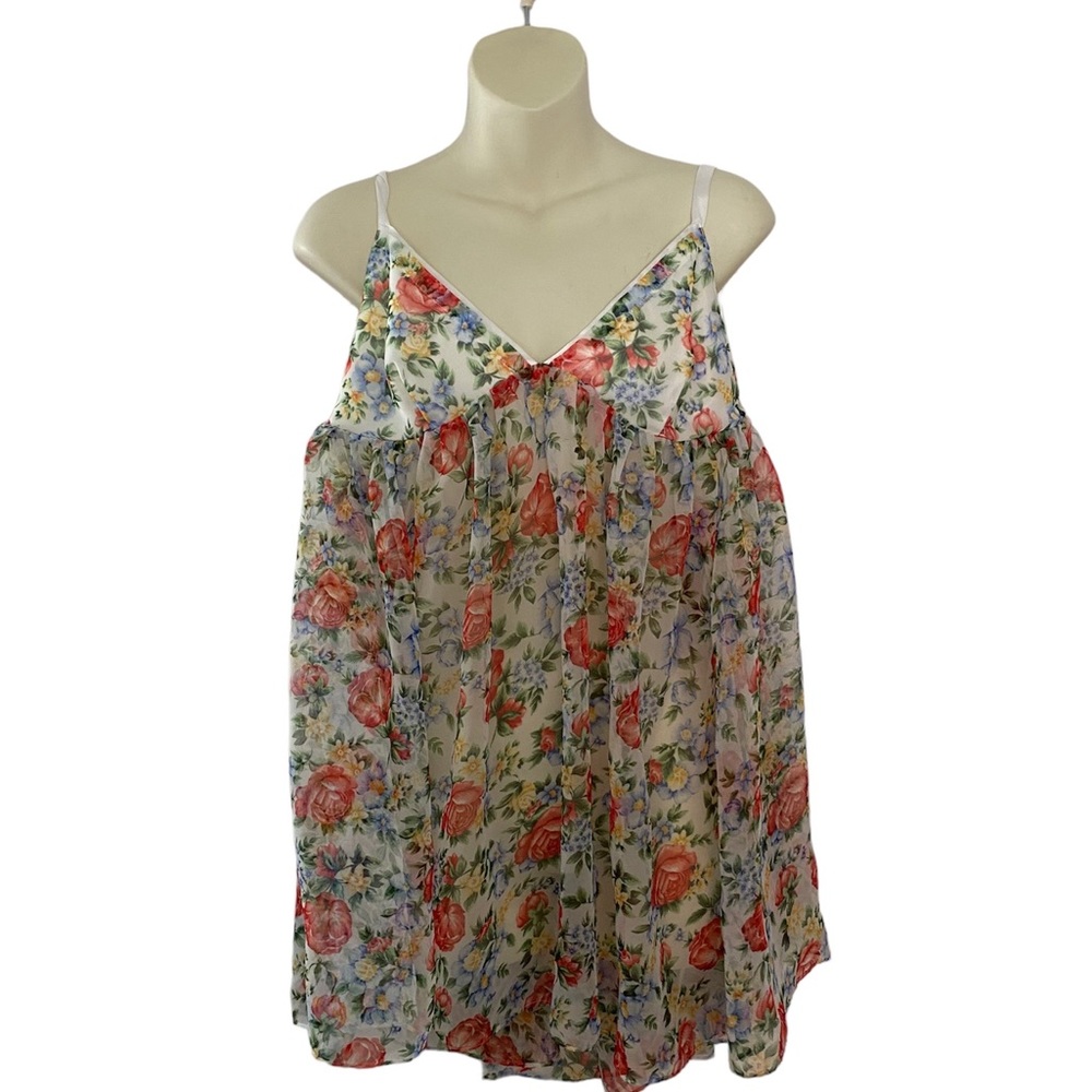 Victoria Secret. Beautiful floral sheer babydoll. EUC size large